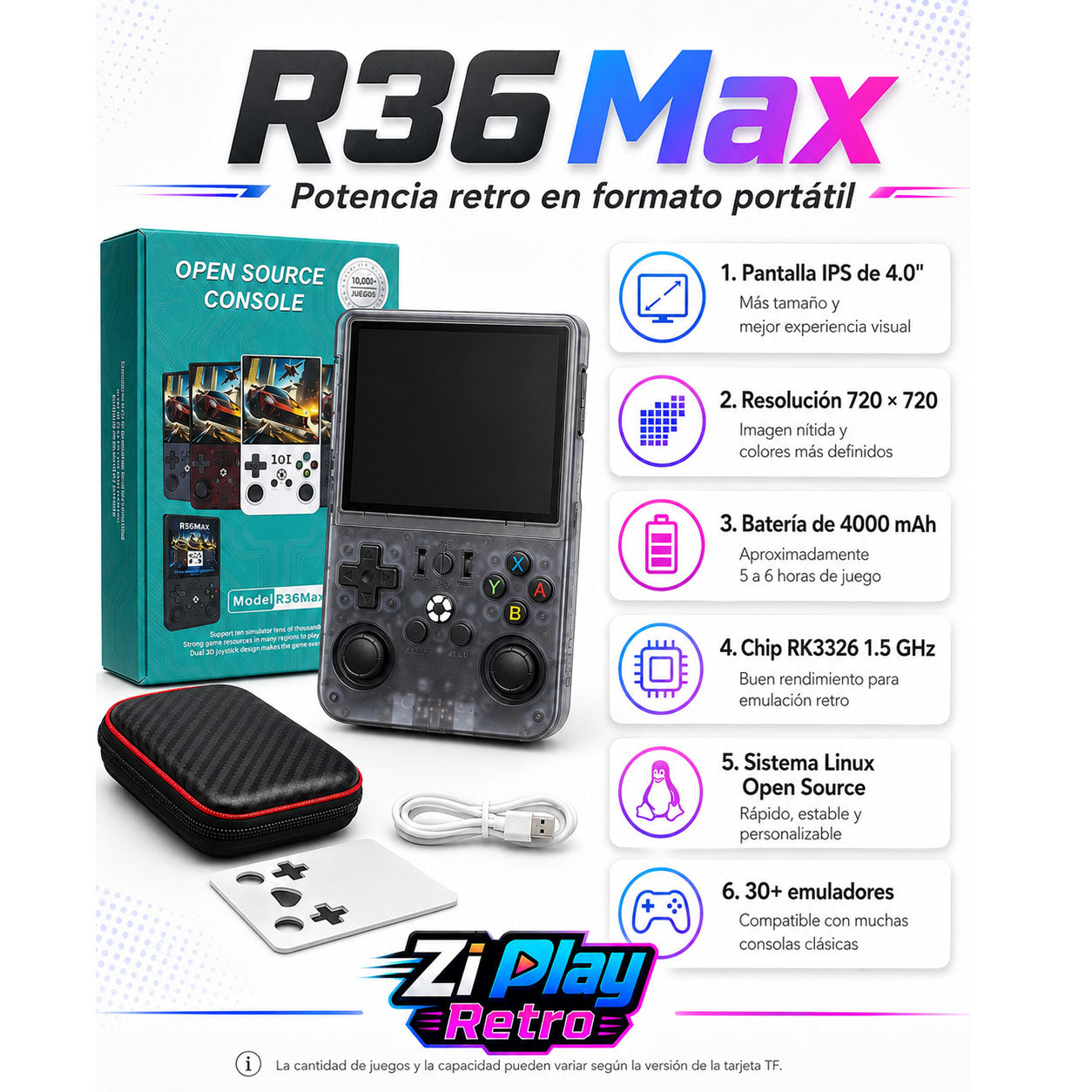 R36 Max Retro Handheld Console + Free Case