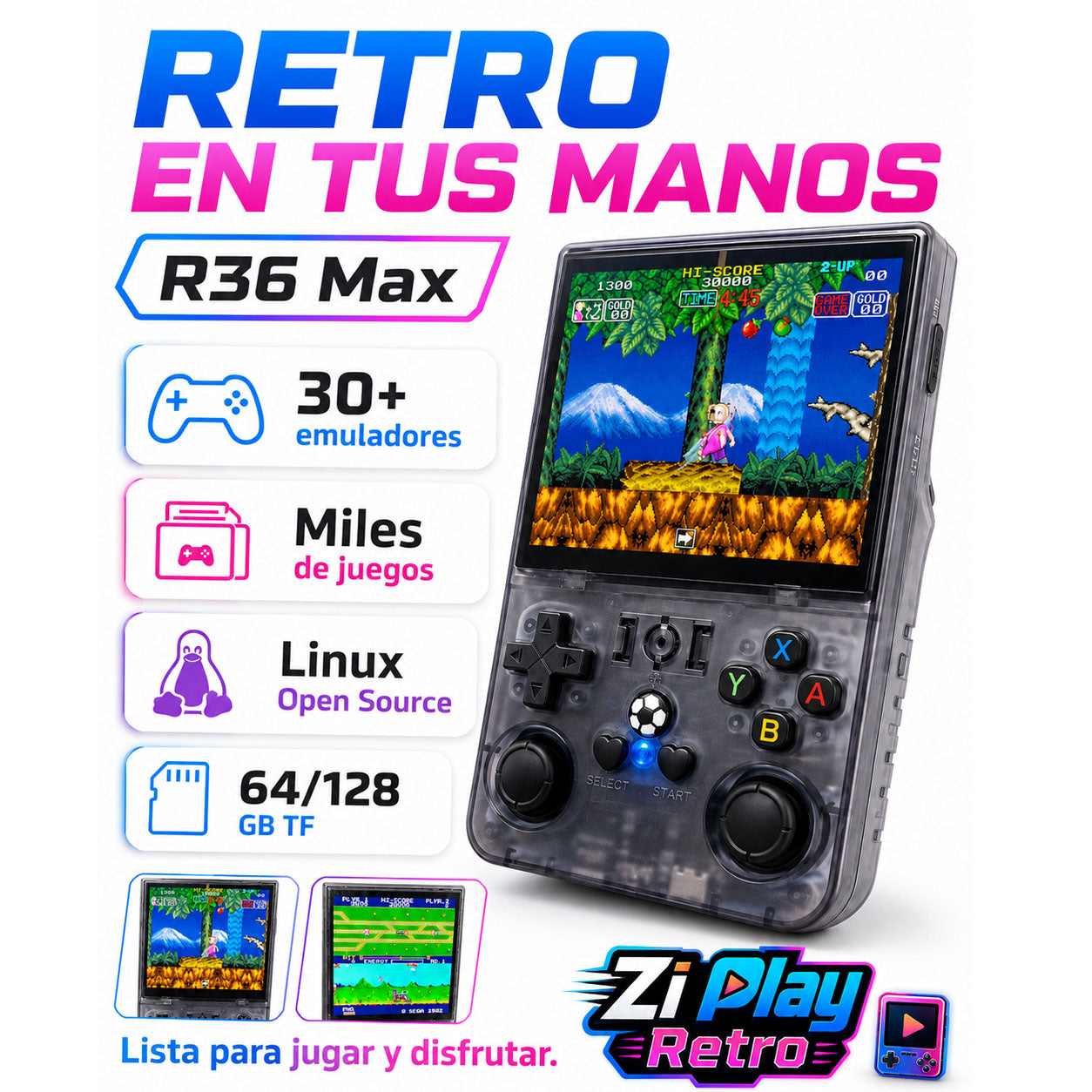R36 Max Retro Handheld Console + Free Case