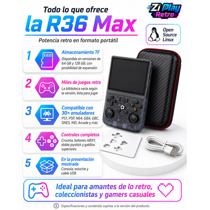 R36 Max Retro Handheld Console + Free Case