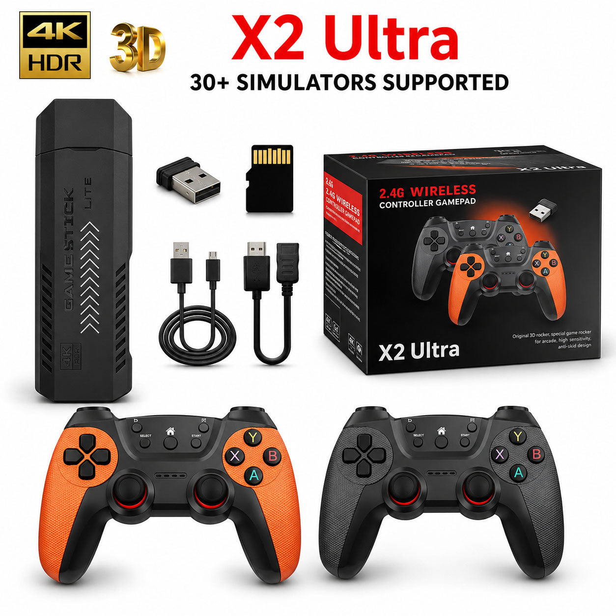 X2 Ultra Retro Game Stick + 1 Free Wireless Controllers