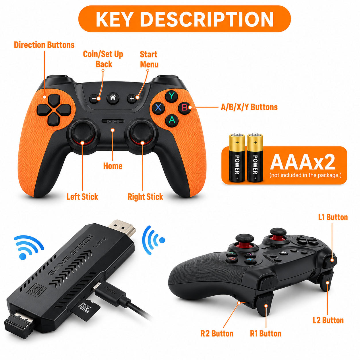 X2 Ultra Retro Game Stick + 1 Free Wireless Controllers