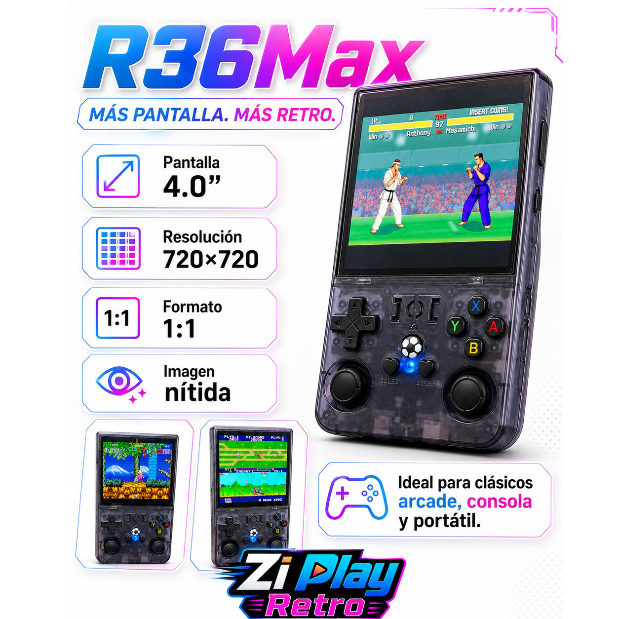 R36 Max Retro Handheld Console + Free Case